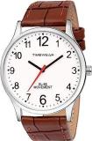 Men's Analog Number Dial Brown Leather Strap Watch
