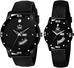 Montvitton Luxury Analogue Unisex Watch Black Dial Black Colored Strap ALS2804+1352