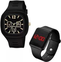 New Boys Analog Big Dial and Digital Date and Time Black LED Watch for Stylish Boy's or Men's Unisex Birthday Gift Digital Watch for Boys & Men Combo of 2