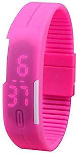 Pappi Boss Unisex Silicone Jelly Slim Cute Pink Led Sports Band Digital Watch for Boys & Girls