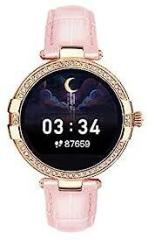 R8 series Women smartwatch 40 MM dial with Full Touch HD screen, Metal case, Leather strap, continues Heart rate & Blood pressure monitoring, temperature monitor and IP68 waterproof