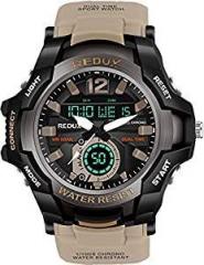 REDUX 1805 Khaki Dual Time Analog Digital LED Display Waterproof Watch for Men's