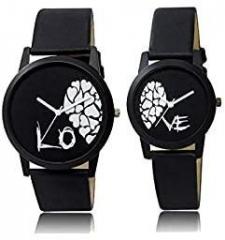 REMIXON Analogue Men's & Women's Watch Multicolored Dial Black Colored Strap Pack of 2