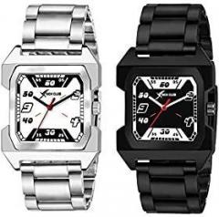 Rich Club RC 5064+5065 Combo of 2 Black and White Analogue Watches for Men and Boys