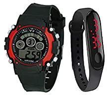 Rokcy Digital Red Dial Sports Watch & Rubber Led Black Led Digital Watch For Unisex