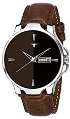 RUSTET Analogue Men's & Boy's Day and Date Watch Brown Dial Brown Colored Strap, BRW385