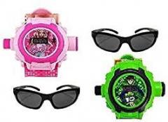 sba prime Digital 24 Images Projector Pink and Green Boy's and Girl's Watch Combo