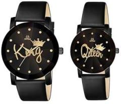 Septem King Queen Leather Couple Watch Designer Analog Wrist Watch for Unisex