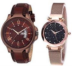Shocknshop Analogue Men's & Women's Watch Pack of 2 Brown Dial & Strap