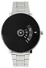 SKYLOFTS Analogue Unisex Watch Black Dial Silver Colored Strap Centre Rotating Unisex Watch