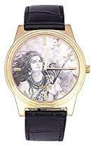 sloka Watches Brass Golden Idol Printed Dial Wrist Watch for Unisex, 4 cm Black with Lord Shiva on Dial