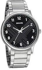 Sonata Black Dial Analog watch For Men NR77105SM02W