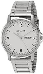 Sonata Essentials Analog White Dial Men's Watch NL77083SM01