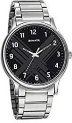 Sonata Smart Plaid Analog Black Dial Men's Watch 77105SM02/NN77105SM02W/NP77105SM02W