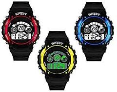 SS SS Traders Digital Unisex Child Watch Multicolored Dial, Black Colored Strap