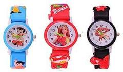 SS Traders Analogue Multicolored Dial Unisex Watch Pack of 3 Multicolored Dial Multicolored Colored Strap