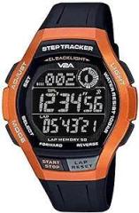 STEPO 3D Pedometer Digital 5ATM Waterproof Unisex Fitness Sports Watch with Step Counter Stopwatch and Countdown Timer Black Colored Dial and Strap
