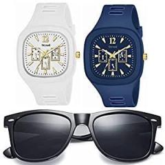 Stysol Unisex Watches Pack of 2 Sunglasses Watch Combo For Boys & Men 2 x Watch 1 x Sunglass