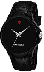 Swiss Bells Swiss Analogue Men's Watch Black Dial Leather Colored Strap 1SBA