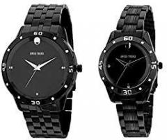 Swiss Trend Casual Wrist Watch Analogue Unisex Watch Black Dial Black Colored Strap STCouple10