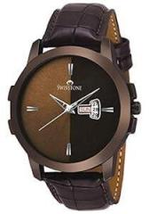 SWISSTONE Analog Men's Watch Brown Dial Brown Colored Strap