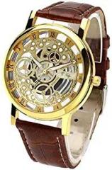 Talgo New Arrival Special Collection Transparent Analog Gold Dial Brown Strap Men's & Boy's Watch | Fashion Wrist Watch | Party Wedding Watch | Special for Teenager Boy's Watch | Men Watch