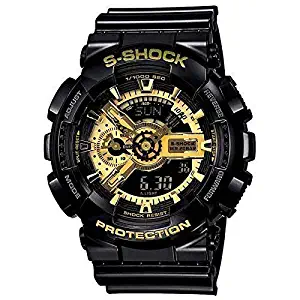 Target S Shock Dual Time Analogue Digital Sports Watch for Men & Boys | Black Shining Strap with Golden Dial | 7 Colors Lights | Unisex for Men & Women