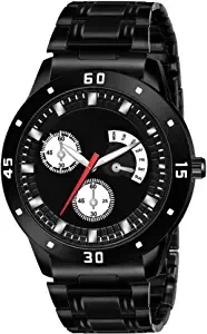 The Shopoholic Black Dial Stainless Steel Chain Analogue Wrist Watch for Men & Boys's