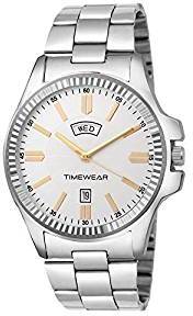 TIMEWEAR Anlog White Dial Day Date Watch for Men