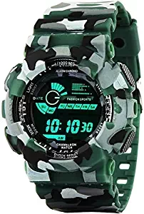 TIMEWEAR Multicolor Dial Army Green Strap Digital Sports Watch for Men 1114TWD