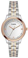 TIMEX 3 Hands Women Analog Silver Dial Coloured Quartz Watch, Round Dial with 30 mm Case Width TWEL149SMU03