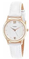 TIMEX Analog Silver Dial Women's Watch TW00ZR271E Genuine Leather, White Strap