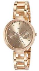 TIMEX Women Stainless Steel Analog Brown Dial Watch Tw000X209, Band Color Rose Gold