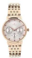 Titan Beige Dial Rose Gold Band Analog Stainless Steel Watch For Women NR2569WM02