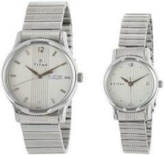 Titan Unisex Stainless Steel Analog White Dial Watch Nl15802490Sm03/Nr15802490Sm03P, Band Color White