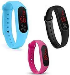 Titox Titox Silicone Slim Digital LED Black, Red Dial Boy's and Girl's Bracelet Band Watch Combo Set of 3 Watch Color May Vary