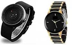 TNZ TNZ Men's Arrow Premium Smart Look Full Black Silicon Strap Analog Wrist Watch and Black Golden Colour Unisex Wrist Smart Watch for Boys Girls