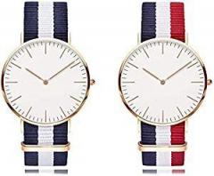 TONSY Analogue Unisex Combo Watch White Dial Multi Colored Strap