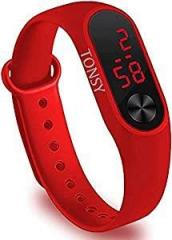 TONSY SS Collection Digital Boy's Watch Black Dial, Red Colored Strap