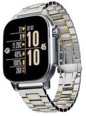 Vibez by Lifelong Premium Luxury New Launch Smart Watch for Men 60 Day Battery 950mAH 2.02 Ultra HD Display & 900 NITS Men's Smartwatch Stainless Steel Dial & BT Calling Pacific, Silver Gold