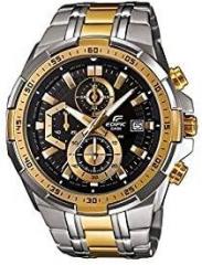 VILEN Edific Gold Black Quartz Waterproof Wrist Watch Golden Strap for Business & Party Wear Chronograph Date Display Luxury Watch for Men