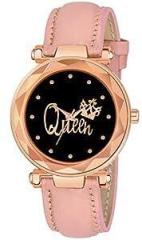 Womens Women's Queen Dial Leathers Strap Analog Watch Multicolor