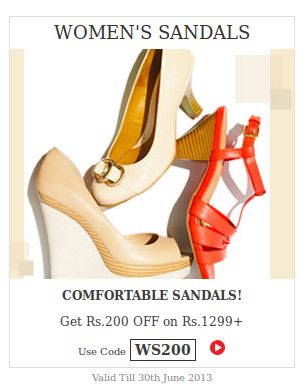GET Rs. 200 OFF ON WOMEN SANDALS ON MIN SHOPPING OF RS. 1299 @ YEBHI ...