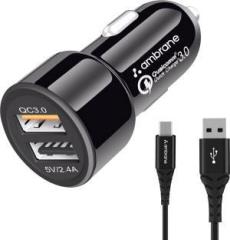 Ambrane 27 W Qualcomm Certified Turbo Car Charger (With USB Cable)