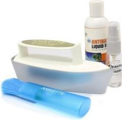 Amkette 105SS 100 ml All in One Cleaning Kit with Nano Fiber Cloth Brush with Additional Antibacterial Liquid Solution for Laptops, Computers, Mobiles, Gaming