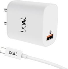 Boat 18W Power WCD QC3A Charger combo Compatible with Vivo, Oppo, Gionee, Xiomi, Redmi, realme, infinix, POCO, iphone, Samsung, Mi devices (Type C Cable Included, Cable Included)