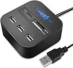 Infizone All in 1 External Memory Card Reader with 3 Ported USB Hub for MS/PRO Duo SD/MMC M2 Compatible with PC/Docking Station/MP3s Card Reader