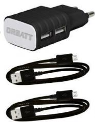 Orbatt 2.4A Fast Charger With Two Charge & Sync Usb Cables Mobile Charger (Cable Included)