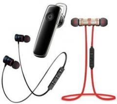 P3a Magnet Black, Red & K1 Bluetooth Pack of 3 Bluetooth Headset (True Wireless)