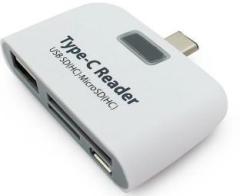 Rhonnium 4 in 1 OTG/TF/SD Smart Card Reader Adapter Durable Micro USB Charging Port Card Reader